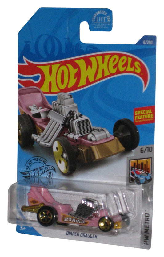 Hot Wheels HW Metro 6/10 (2017) Diaper Dragger Pink Toy Car 8/250 - (Dented Plastic)