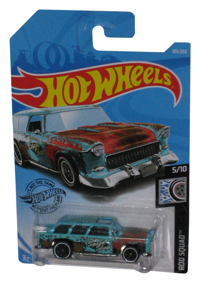 Hot Wheels Rod Squad 5/10 (2018) Aqua Blue Classic '55 Nomad Toy Car 183/250