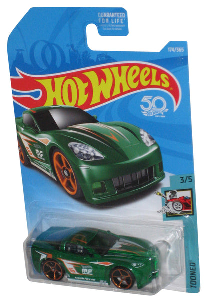 Hot Wheels Tooned 3/5 (2017) C6 Corvette Green Toy Car 174/365