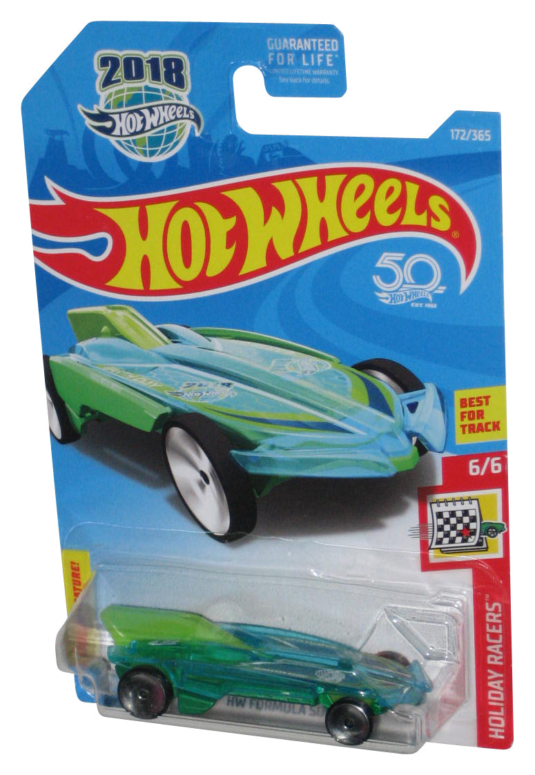 Hot Wheels Holiday Racers 6/6 (2018) Green HW Formula Solar Toy Car 172/365