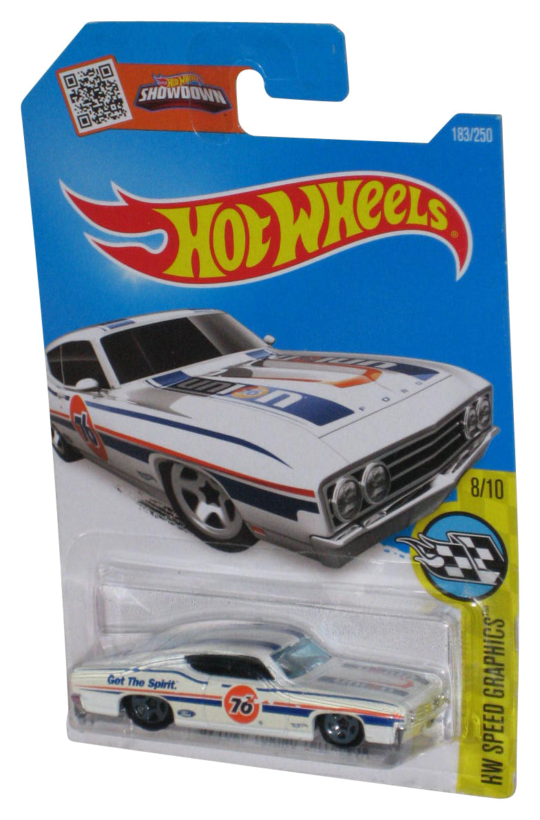 Hot Wheels Speed Graphics 8/10 (2015) White '69 Ford Torino Talladega Toy Car 183/250