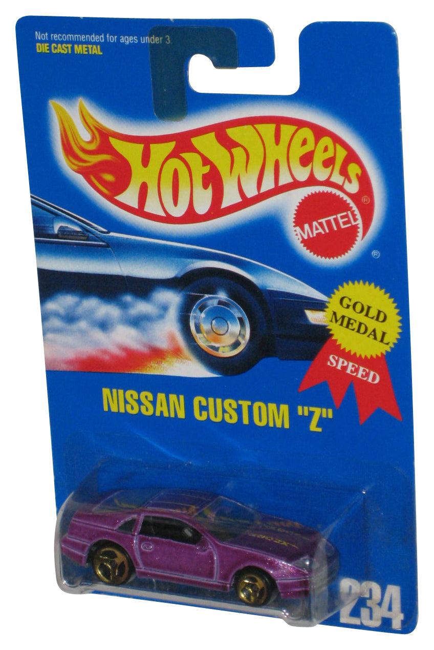 Hot Wheels Nissan Custom Z (1991) Gold Medal Speed Purple Toy Car #234 - (3 Spoke Rims)