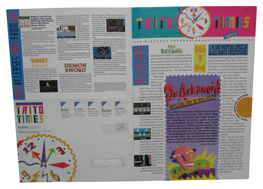 Taito Times Vol. Two Issue One Spring 90 Nintendo NES Video Game Newsletter