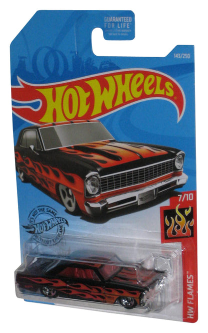 Hot Wheels HW Flames 7/10 (2017) Black '66 Chevy Nova Toy Car 143/250