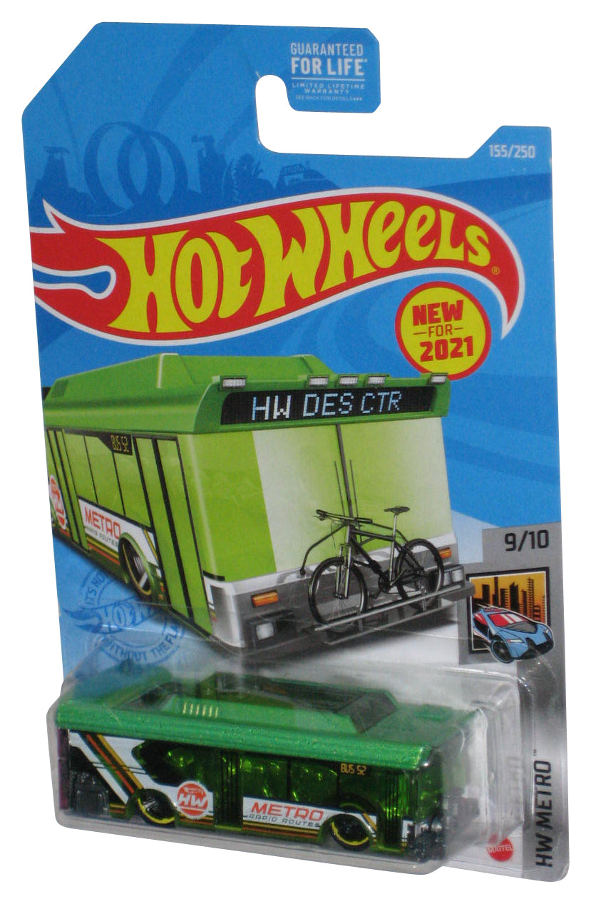 Hot Wheels HW Metro 9/10 (2021) Green Ain't Fare Toy Bus 155/250