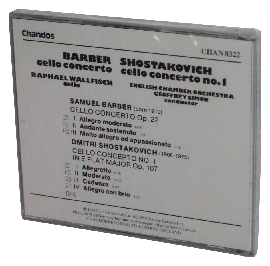 Barber & Shostakovich Cello Concertos Raphael Wallfisch (1983) Audio Music CD