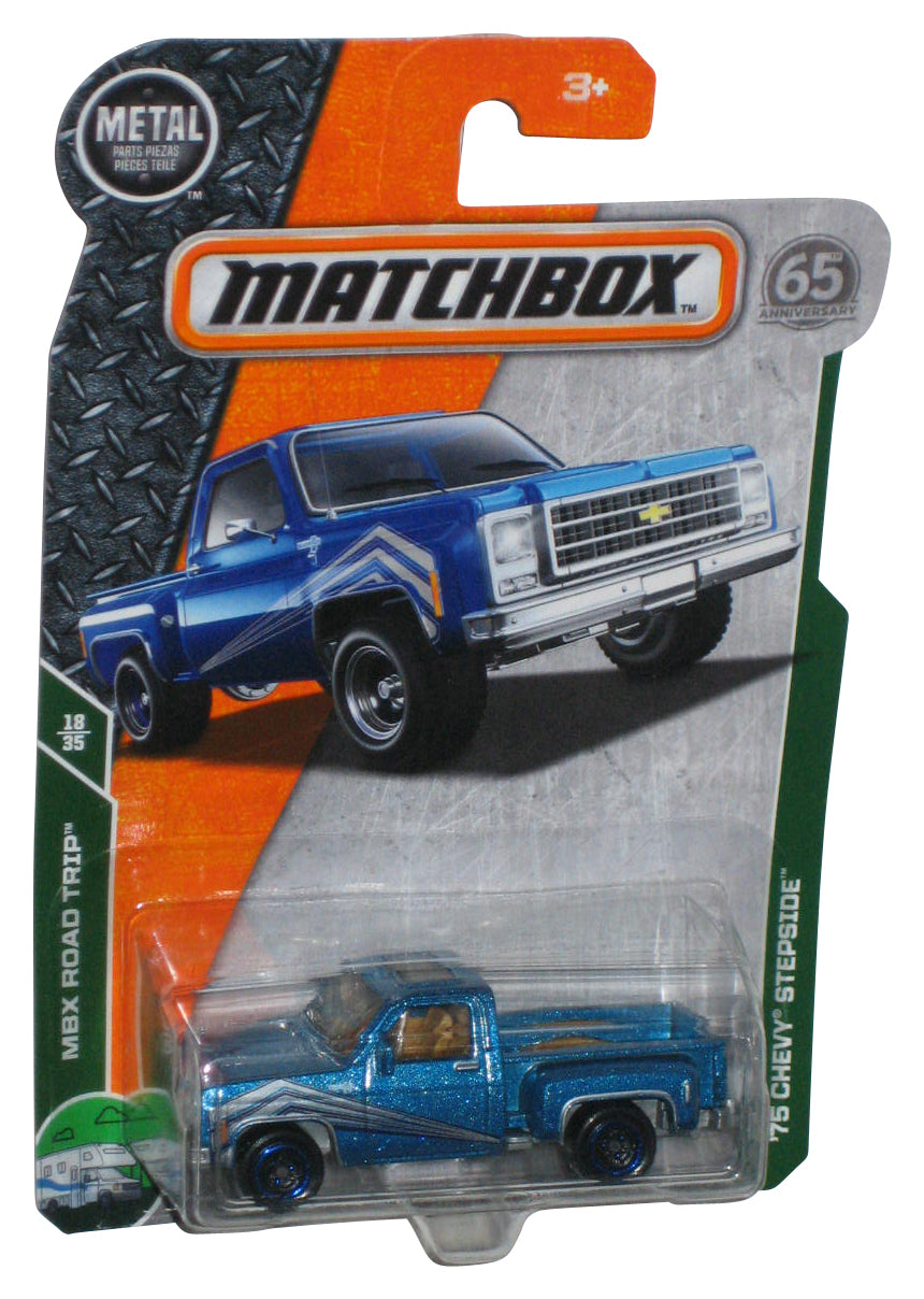 Matchbox MBX Road Trip 18/35 (2017) Blue '75 Chevy Stepside Toy Truck 28/125