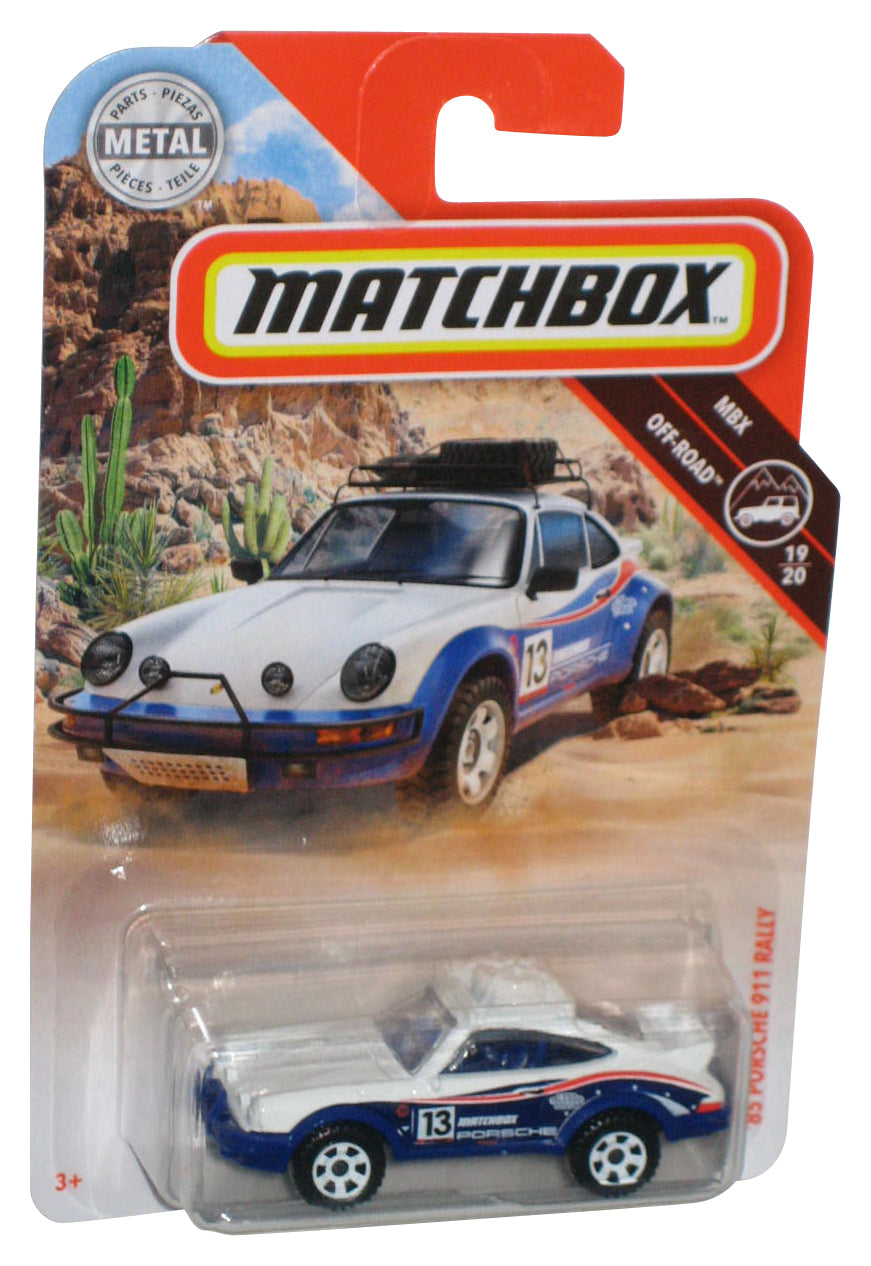 Matchbox MBX Off-Road 19/20 (2018) White & Blue '85 Porsche 911 Rally Toy Car 65/100