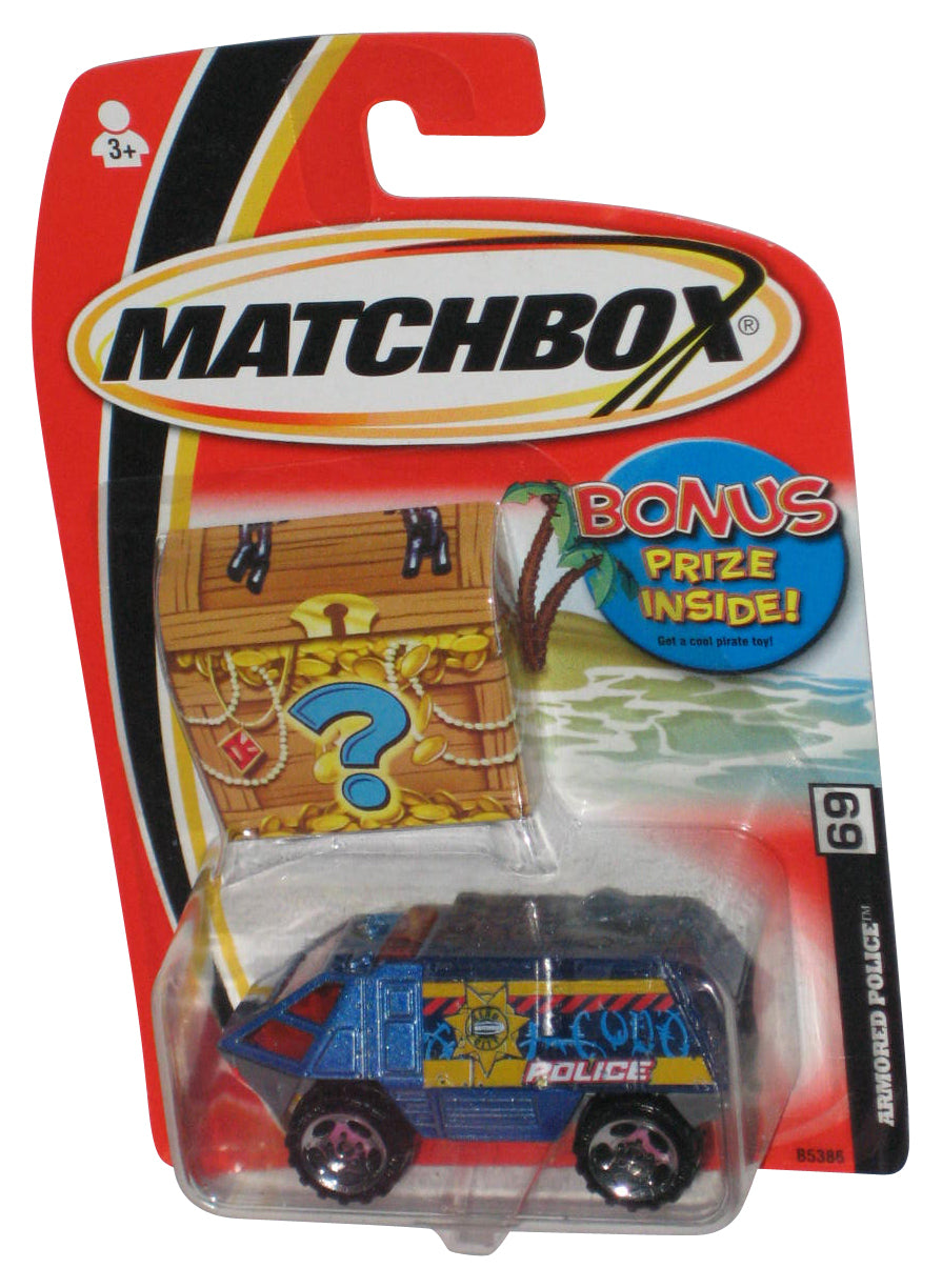 Matchbox Armored Police (2004) Blue Toy Vehicle #69 - (Bonus Treasure Chest Card)