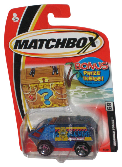 Matchbox Armored Police (2004) Blue Toy Vehicle #69 - (Bonus Treasure Chest Card)