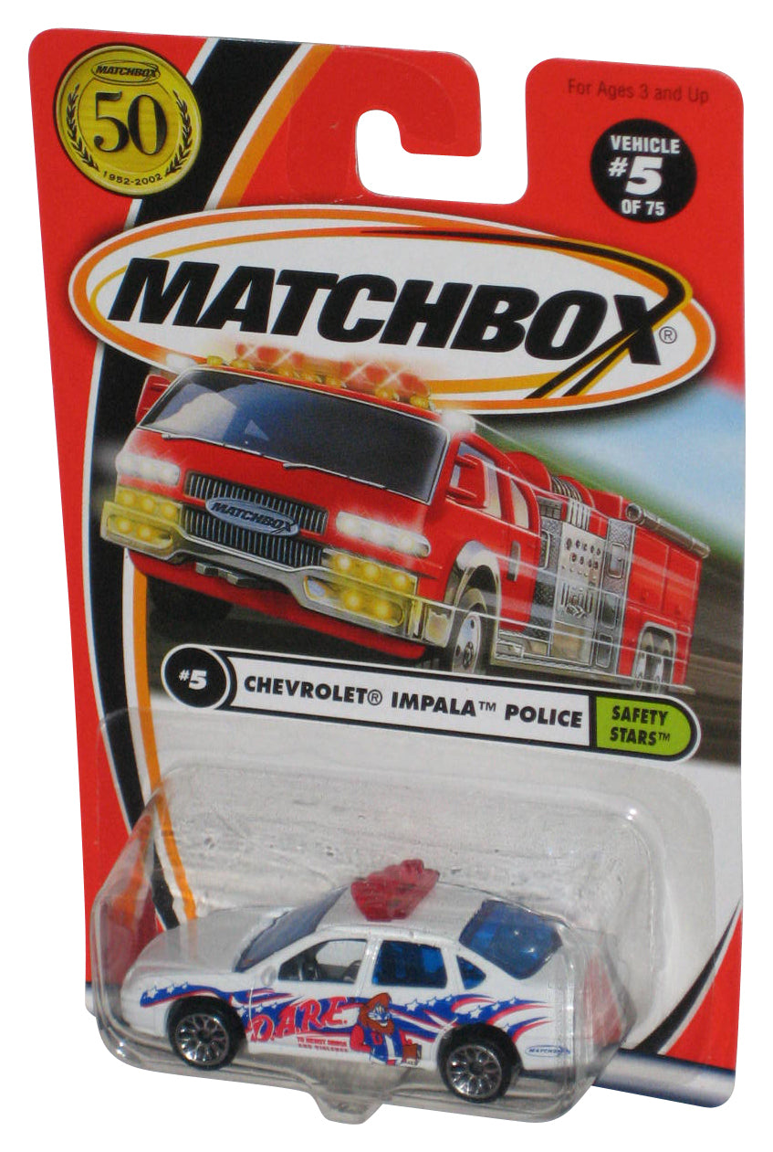 Matchbox Chevrolet Chevy Impala Police (2001) White Dare Safety Car #5/75