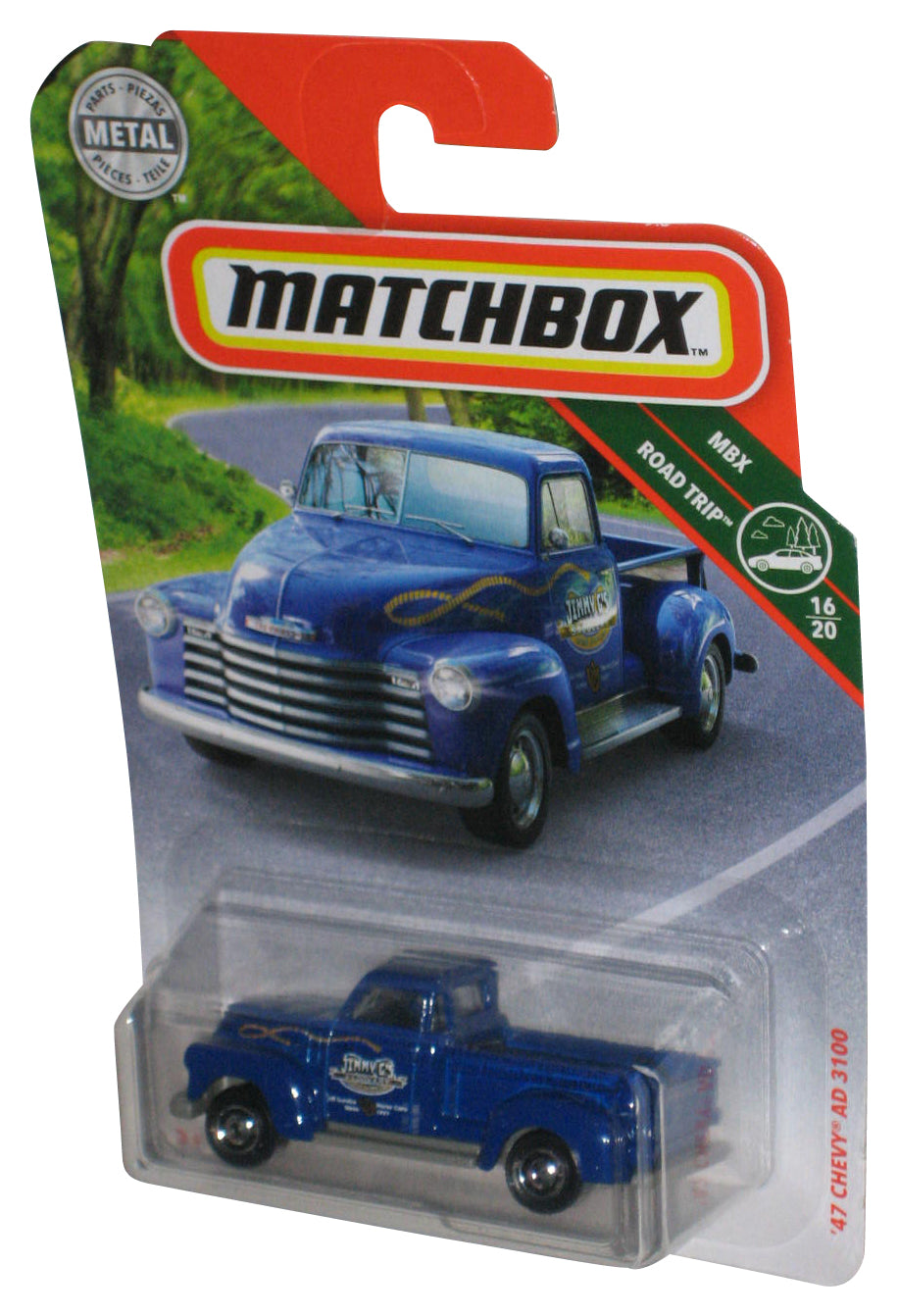 Matchbox MBX Road Trip 16/20 (2018) Blue '47 Chevy AD 3100 Toy Truck 19/100
