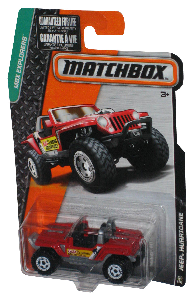 Matchbox MBX Explorers (2015) Red Jeep Hurricane Toy 116/120 - (Rick's Climbing Adventures)