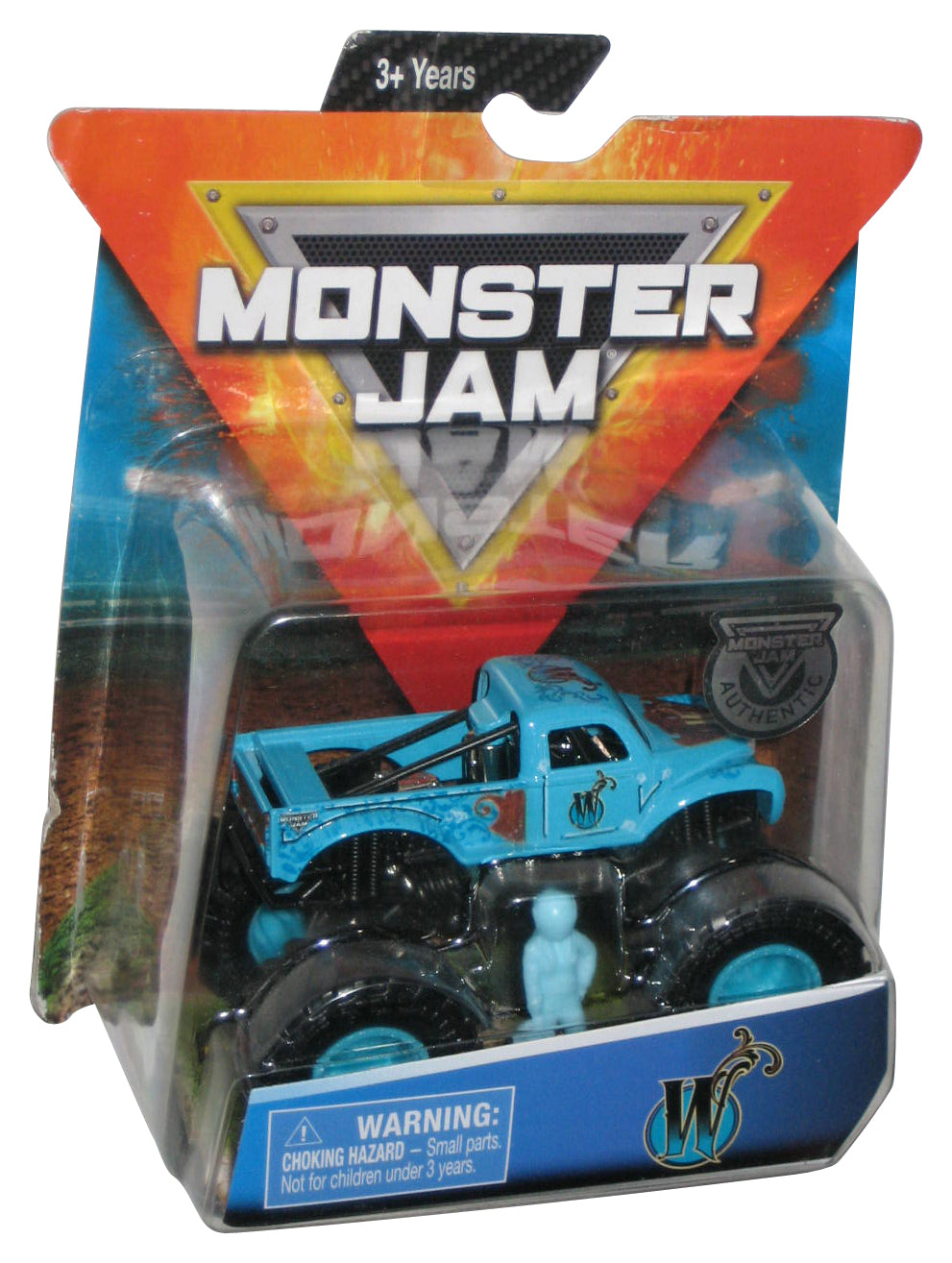 Hot Wheels Monster Jam (2019) W Blue Toy Truck w/ Mini Figure - (Damaged Packaging)