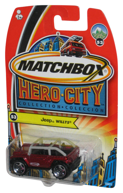 Matchbox Hero City Collection (2003) Red Jeep Willys Toy Car #53