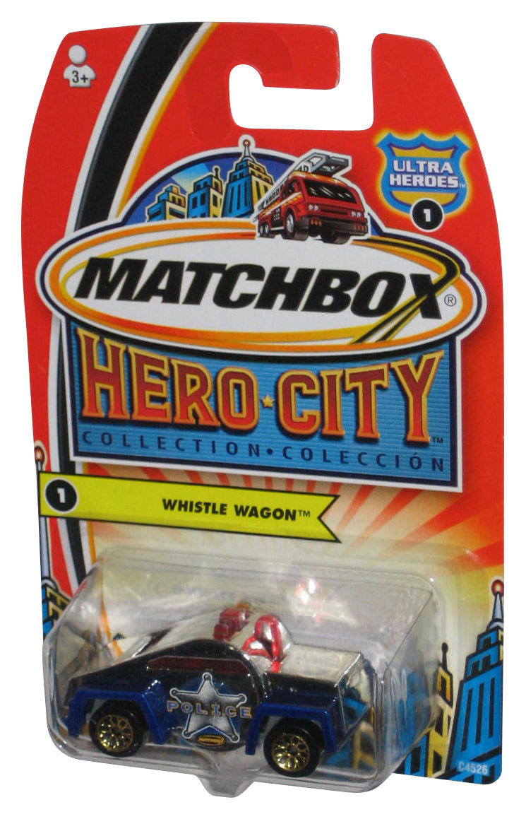 Matchbox Hero City Collection (2003) Police Whistle Wagon Blue & Silver Toy Car #1