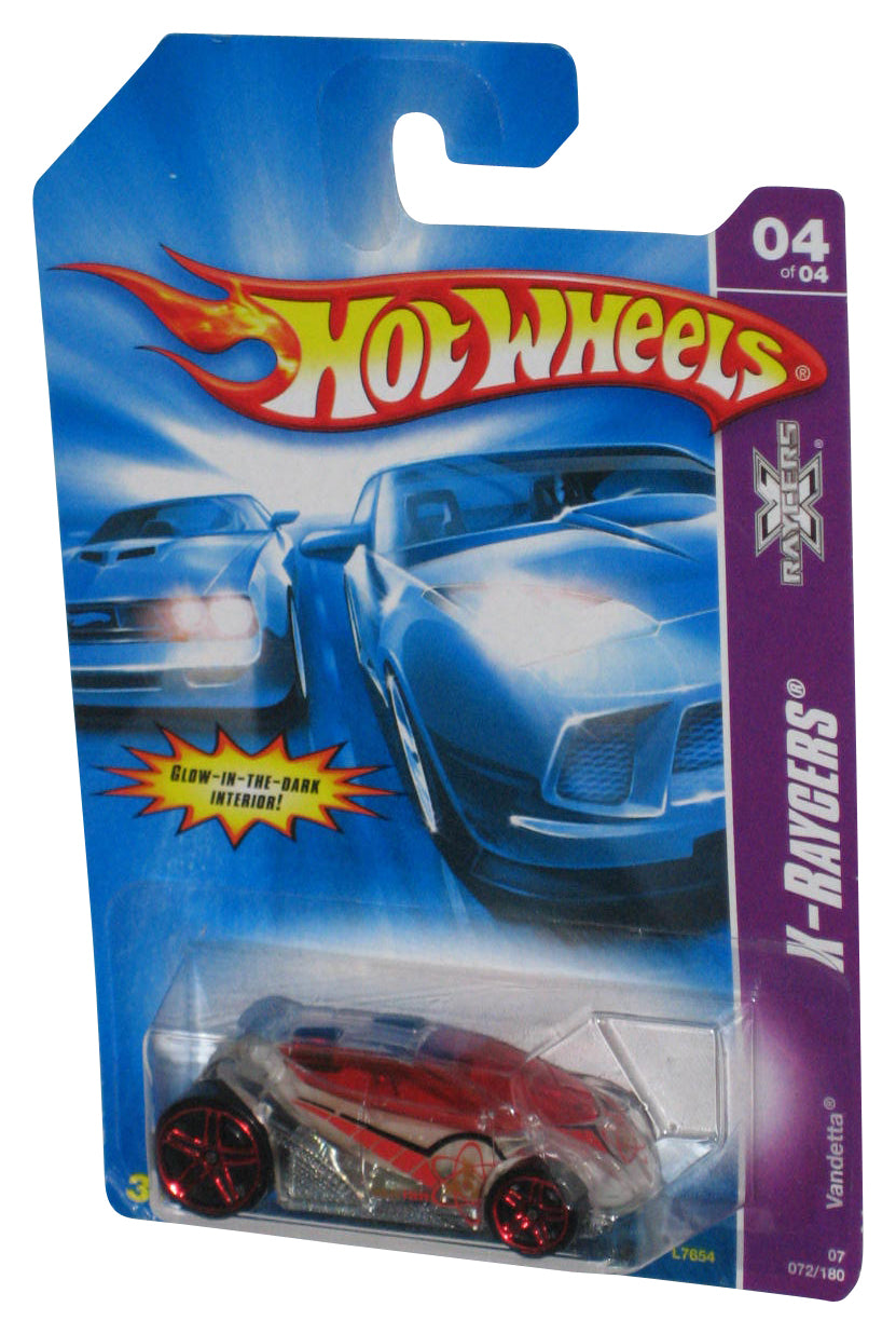 Hot Wheels X-Raycers Vandetta (2006) Transparent Red Toy Car 72/180 - (Glow In The Dark Interior)