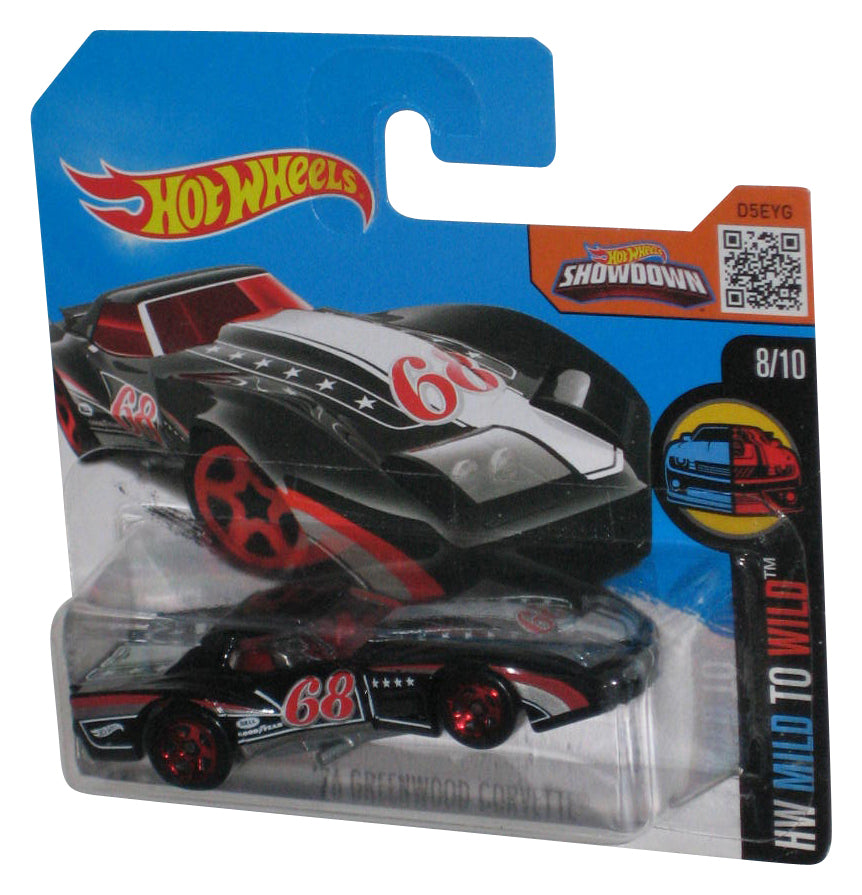 Hot Wheels HW Mild To Wild (2015) Black '76 Greenwood Corvette Toy Car 8/10 - (Short Card)