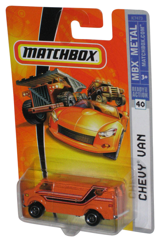 Matchbox MBX Metal (2007) Orange Chevy Van Toy #40 - (Black Stripe)