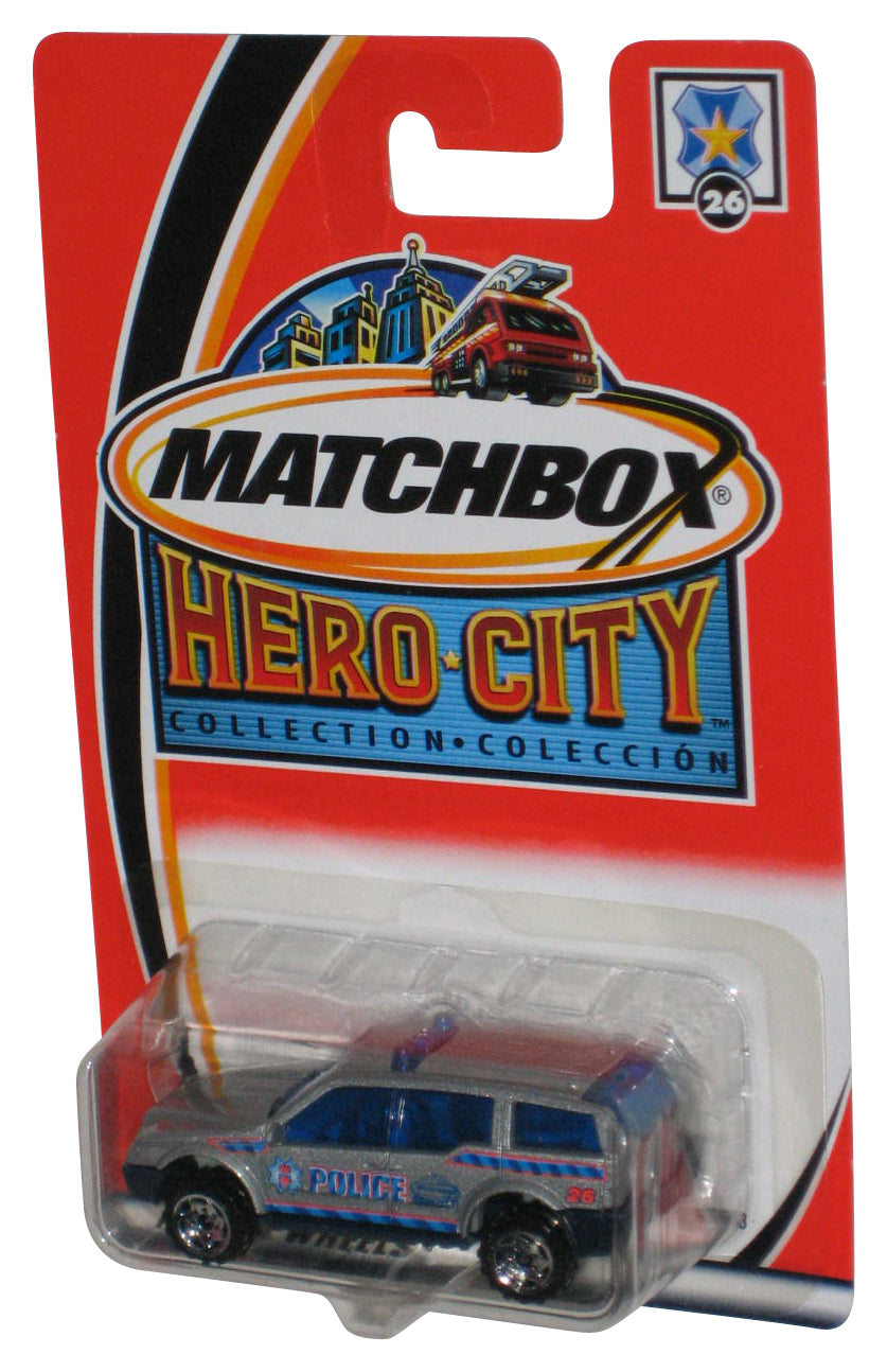 Matchbox Hero City Collection (2002) Silver Police SUV Toy Car #26