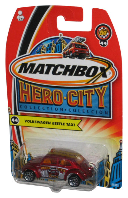 Matchbox Hero City Collection (2003) Red Volkswagen Beetle Taxi Toy Car #44
