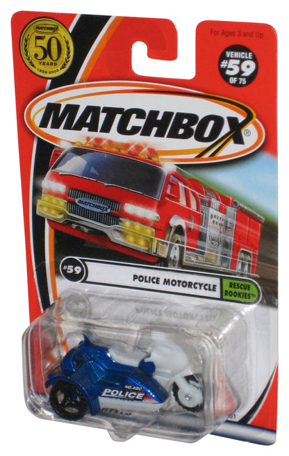 Matchbox Rescue Rookies (2001) Police Motorcycle Blue & White Toy #59/75