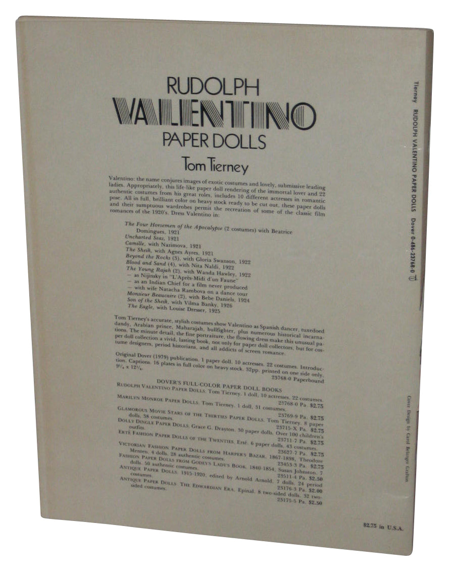 Tim Tierney Rudolph Valentino Paper Dolls (1979) Dover Paperback Book