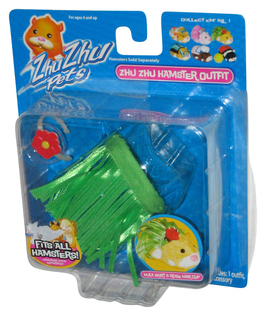 Zhu Zhu Pets Hampster Outfit (2008) Cepia Green Hula Skirt & Rose Hair Clip Clothing - (Plastic Loose From Card)