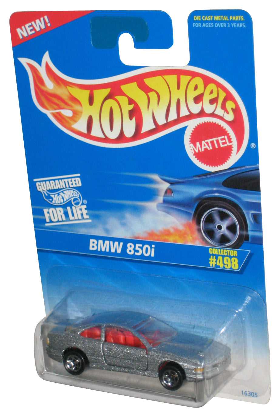 Hot Wheels BMW 850i (1995) Mattel Silver Toy Car #498