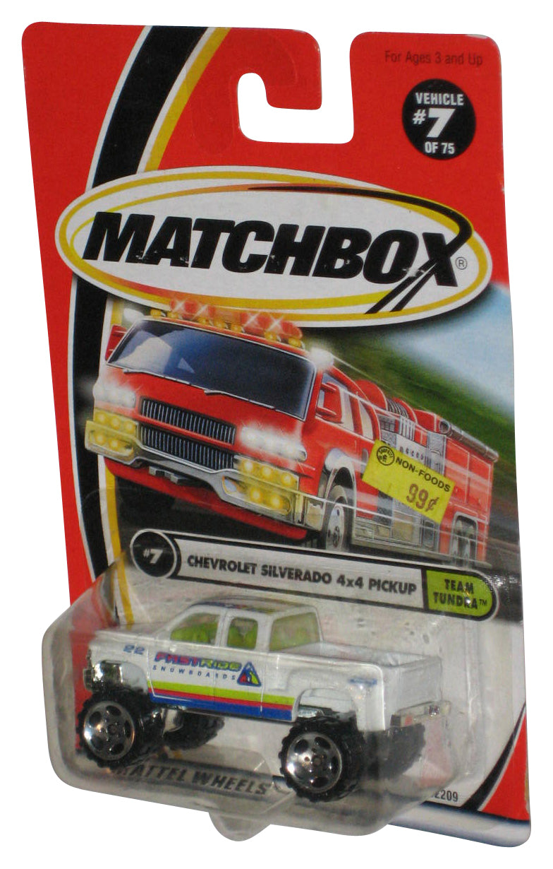 Matchbox Team Tundra (2000) White Chevrolet Silverado 4x4 Pickup Toy Truck #7/75