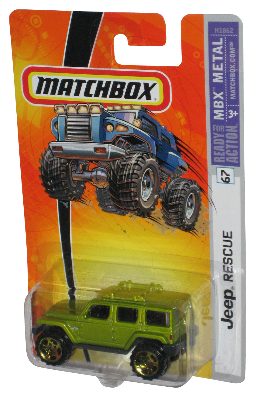 Matchbox MBX Metal Ready For Action (2005) Green Jeep Rescue Toy #67