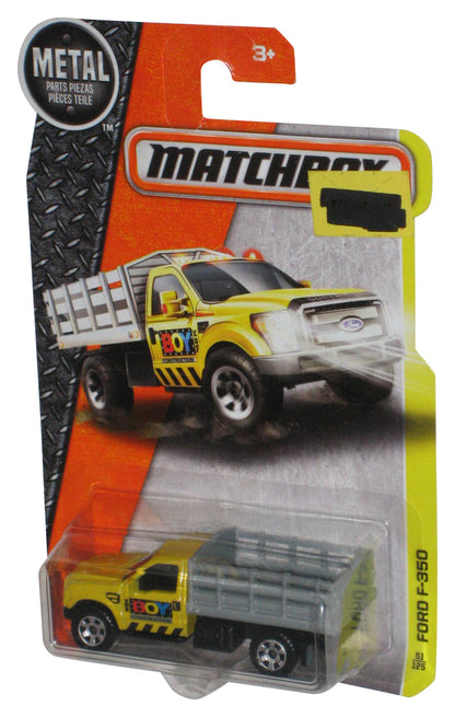Matchbox MBX Construction (2015) Yellow Ford F-350 Toy Truck 51/125 - (Cracked Plastic)