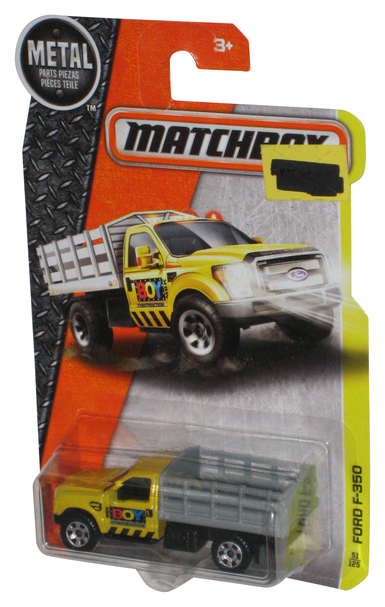 Matchbox MBX Construction (2015) Yellow Ford F-350 Toy Truck 51/125 - (Cracked Plastic)
