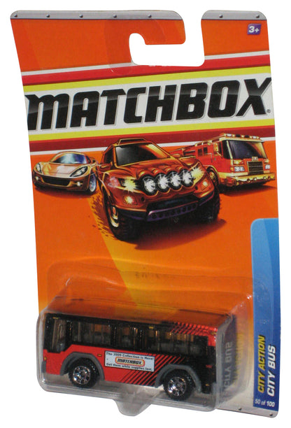 Matchbox City Action (2009) Red & Black Toy Bus #50/100