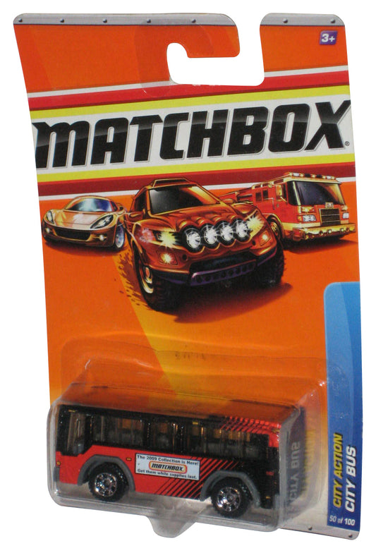 Matchbox City Action (2009) Red & Black Toy Bus #50/100