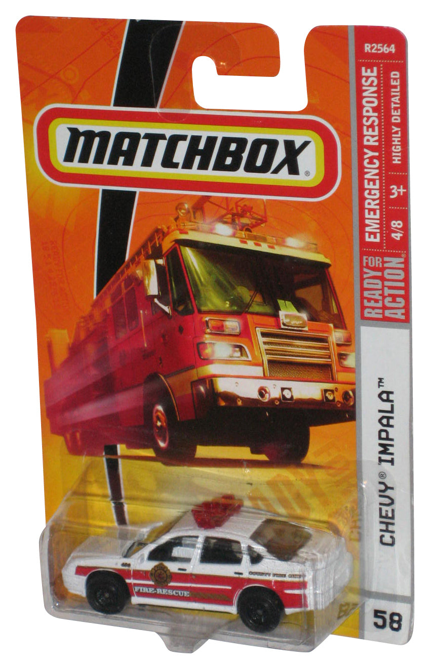 Matchbox Emergency Response 4/8 (2008) Fire Rescue Chevy Impala Toy Car #58 - (Cracked Plastic)