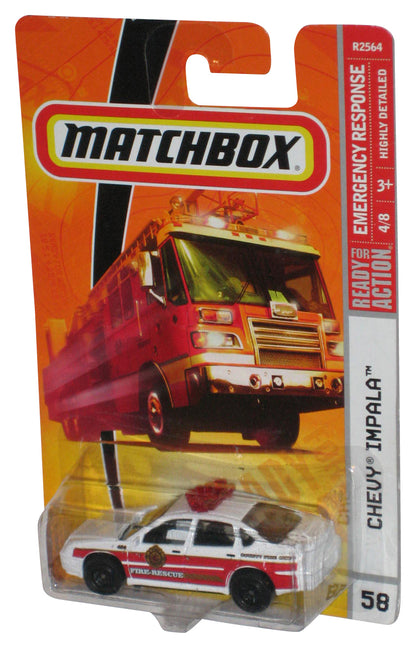 Matchbox Emergency Response 4/8 (2008) Fire Rescue Chevy Impala Toy Car #58 - (Cracked Plastic)