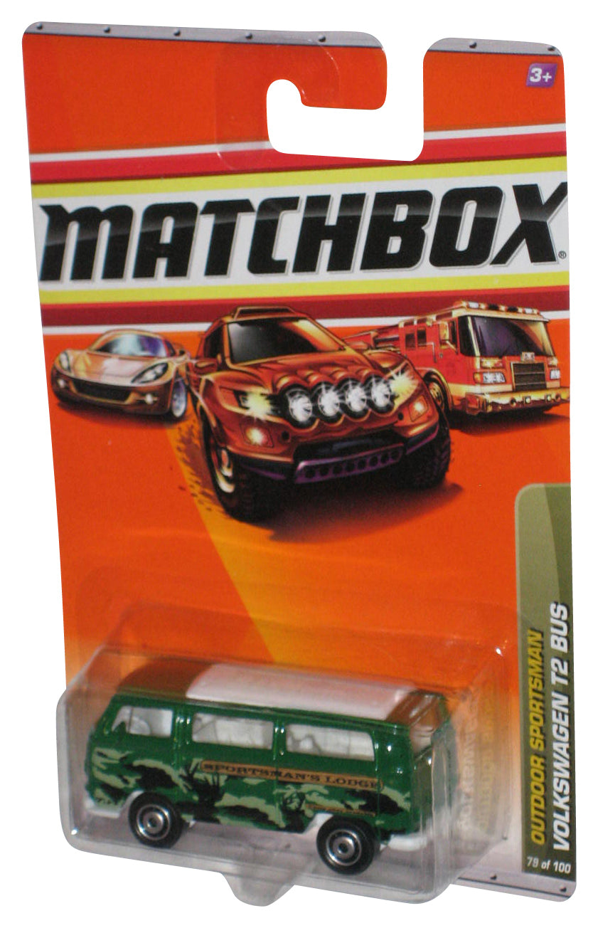 Matchbox Outdoor Sportsman Lodge (2010) Green Volkswagen T2 Bus Toy 79/100