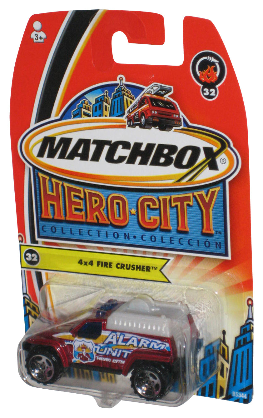 Matchbox Hero City Collection (2003) Red Alarm Unit 4x4 Fire Crusher Toy Truck #32