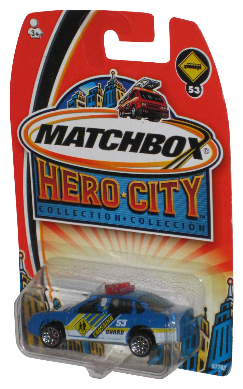 Matchbox Hero City Collection (2003) Blue Crossing Guard Chevrolet Impala Police Toy Car #53