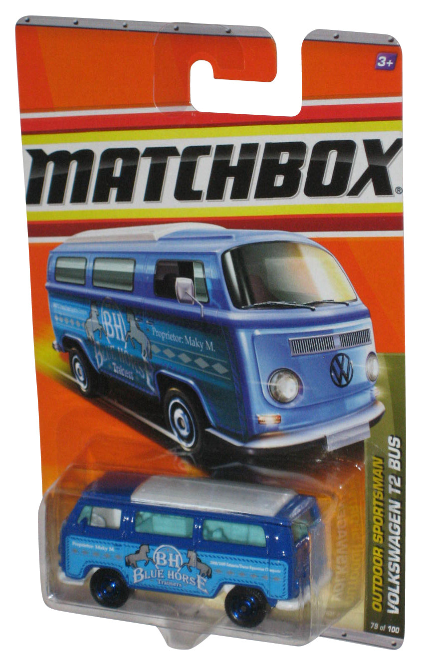 Matchbox Outdoor Sportsman (2010) Blue Volkswagen T2 Bus Toy #79/100