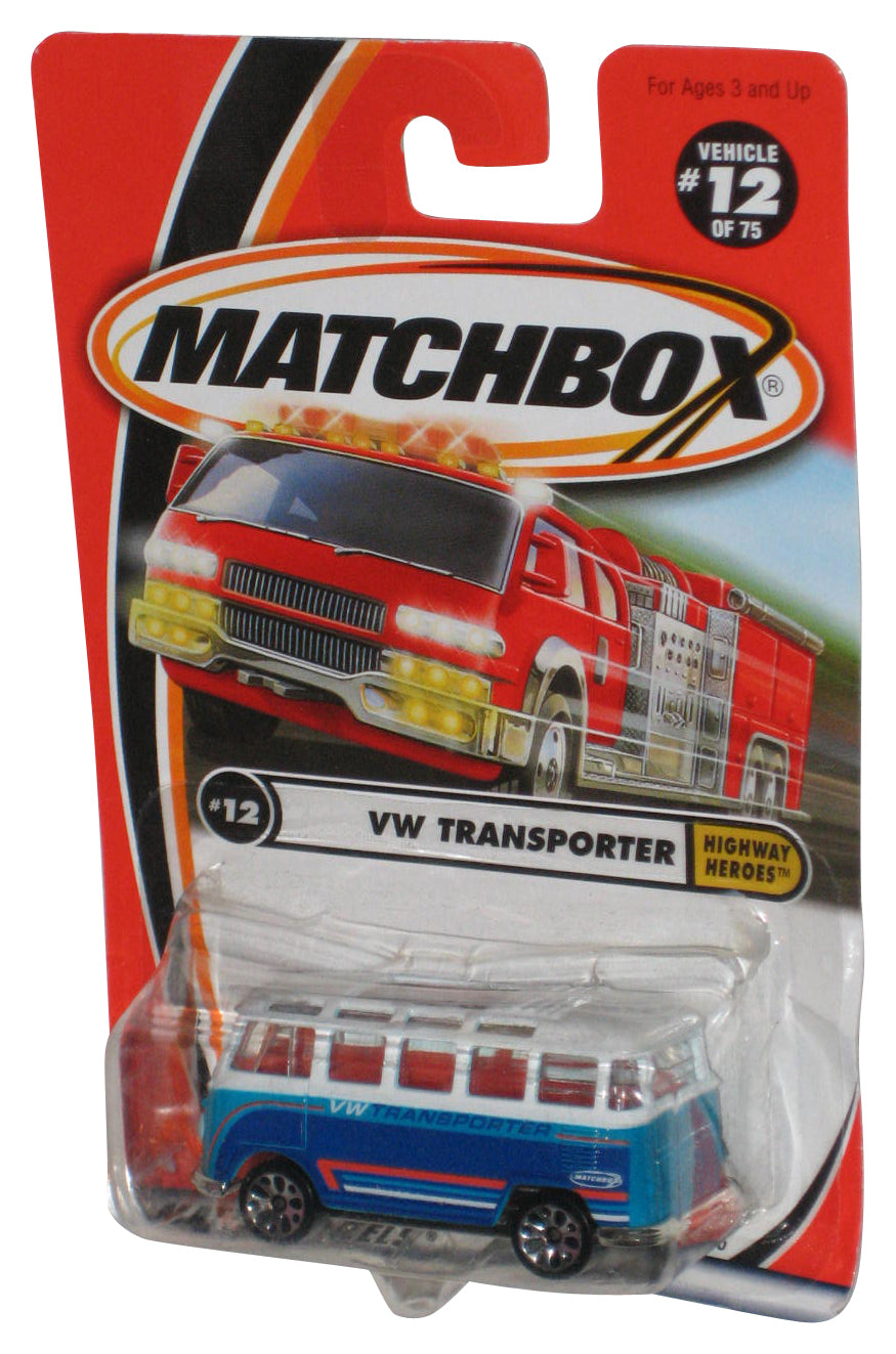 Matchbox VW Transporter Highway Heroes (2000) White & Blue Toy #12 - (Dented Plastic)