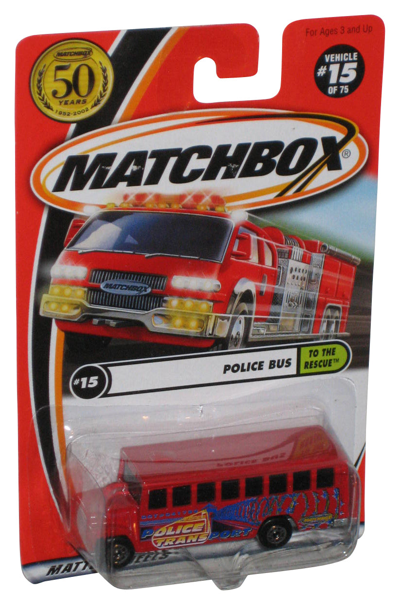 Matchbox To The Rescue (2001) Red Police Prisoner Transport Bus Toy #15/75