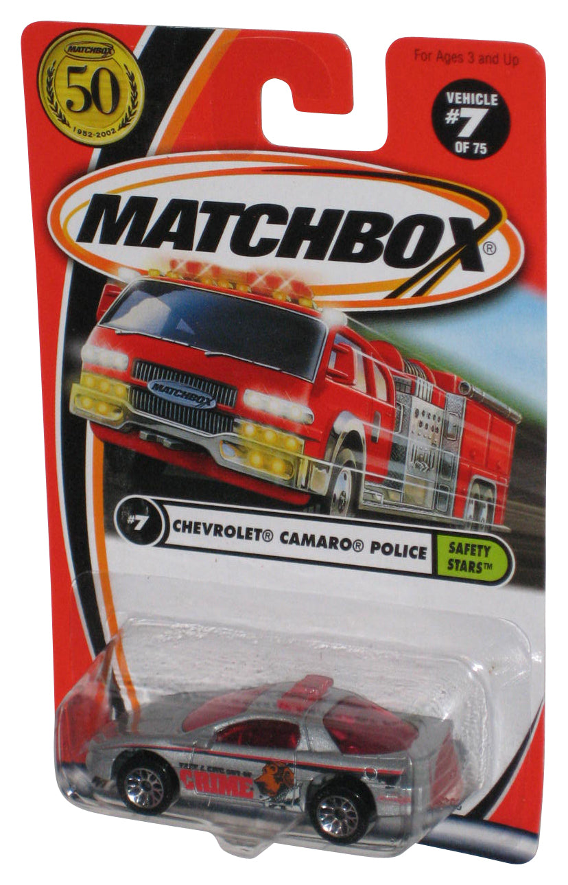 Matchbox Safety Stars (2001) Silver McGruff Chevrolet Camaro Police Toy Car #7/75
