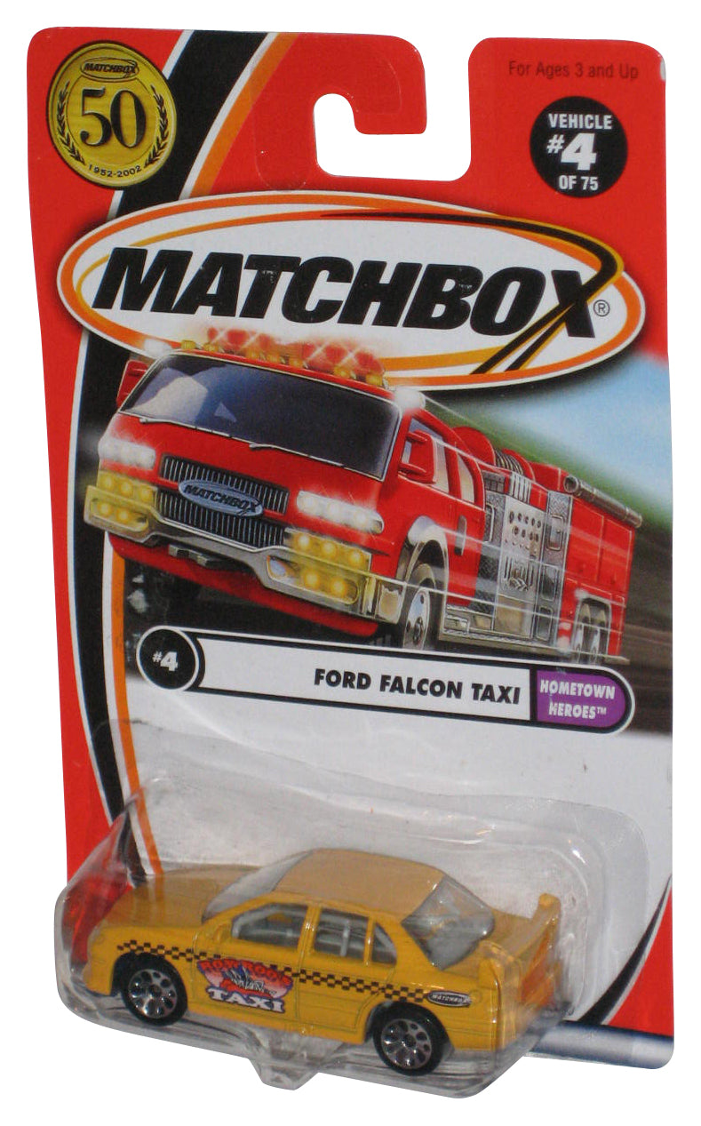 Matchbox Hometown Heroes (2001) Ford Falcon Taxi Yellow Toy Car #4/75