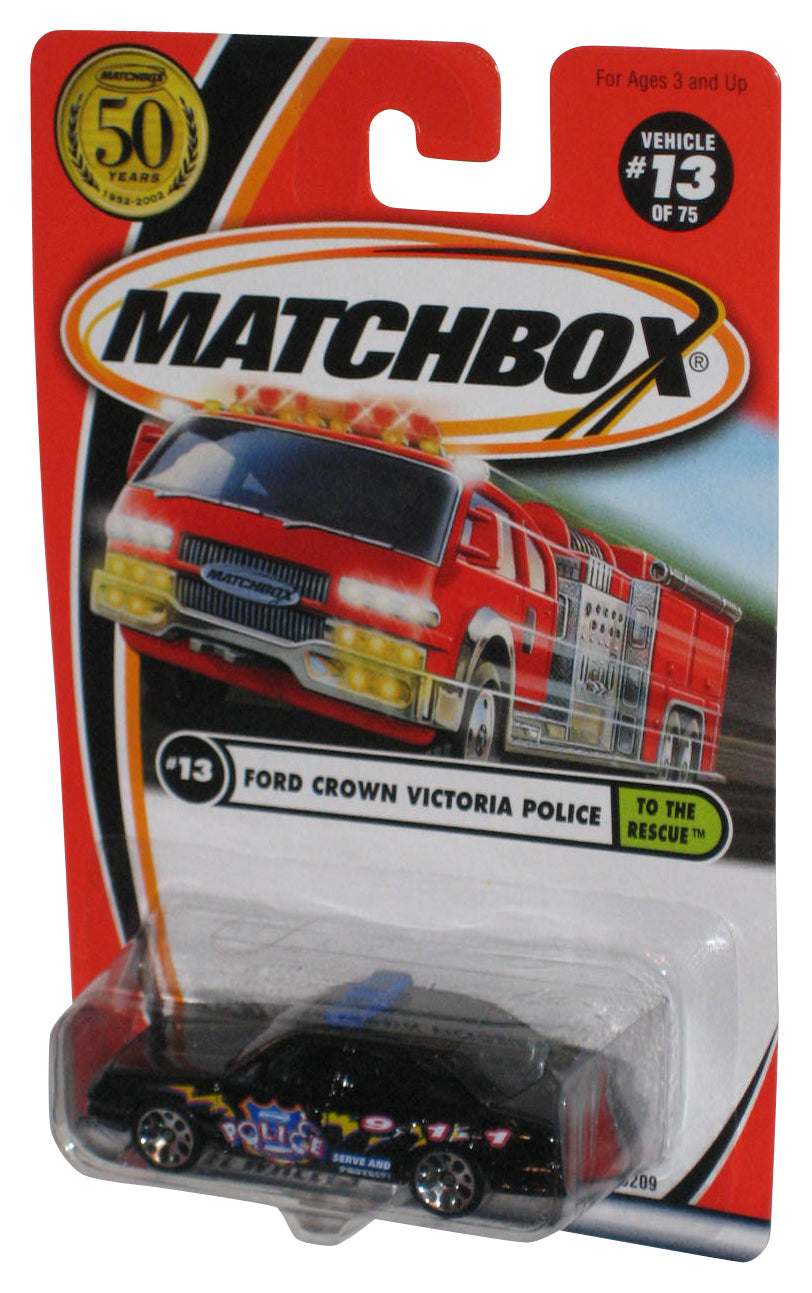 Matchbox To The Rescue (2001) Black Ford Crown Victoria Police Toy Car #13/75