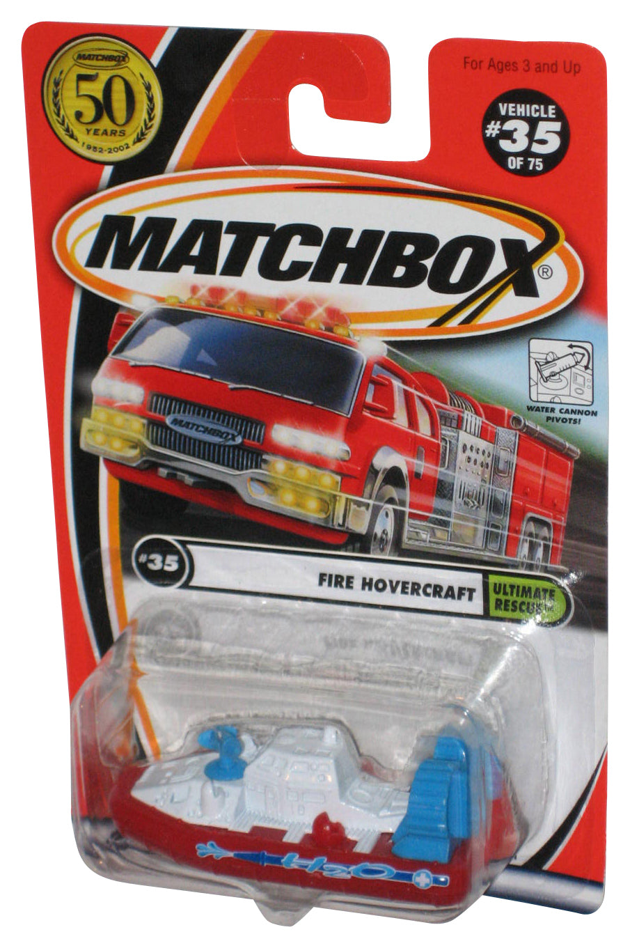 Matchbox Fire Hovercraft (2001) White & Red Toy Boat #35/75