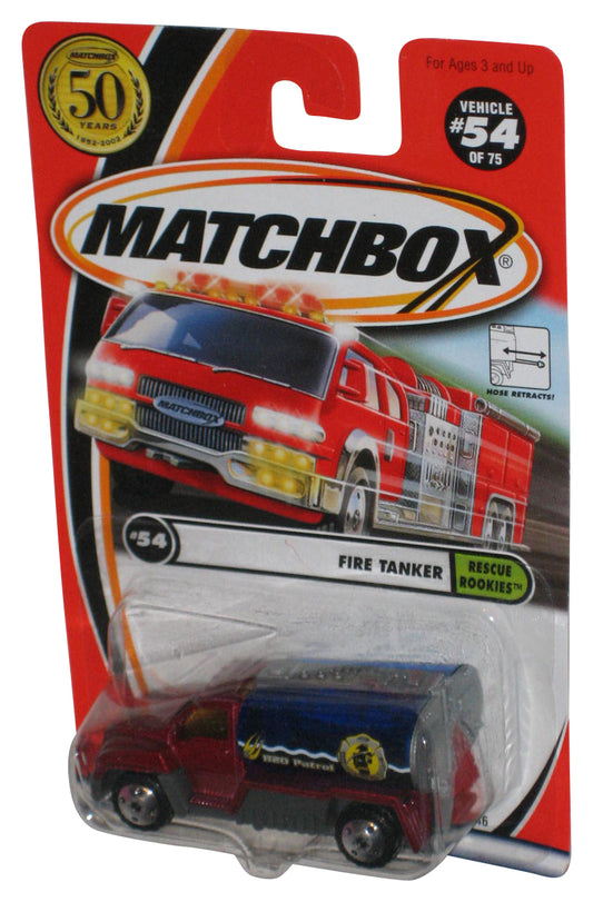 Matchbox Rescue Rookies (2001) Red & Blue Fire Tanker Toy Truck #54/75