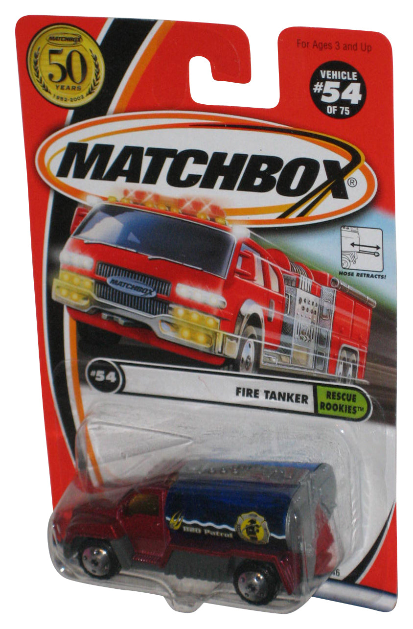 Matchbox Rescue Rookies (2001) Red & Blue Fire Tanker Toy Truck #54/75