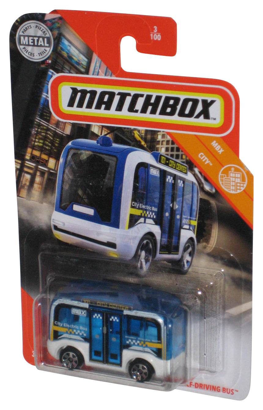 Matchbox MBX City (2019) Blue Self-Driving Bus Die-Cast Metal Toy #3/100